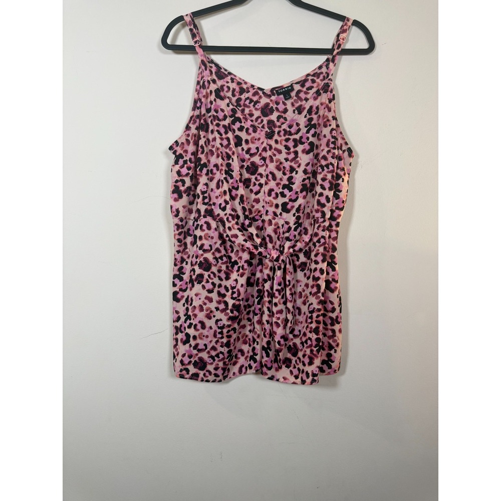 y2k barbiecore pink leopard print tie waist going out cami tank torrid 1